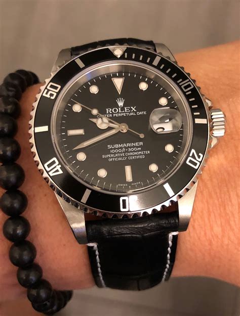 rolex leather submariner|leather strap Rolex Submariner.